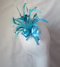 Shades of Turquoise Teal & Aqua Blue Bow Regency Feather Sprig Headpiece Pin - Image 5