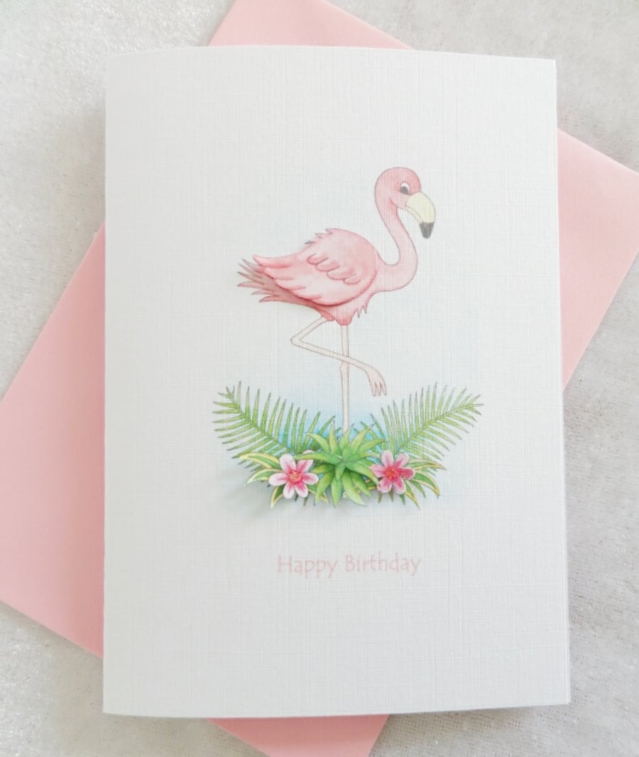 Happy Birthday Card - Flamingo