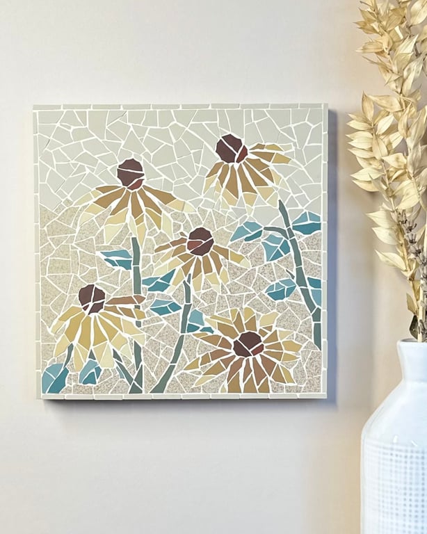 Original Floral Art - Rudbeckias in Burnt Orange Mosaic
