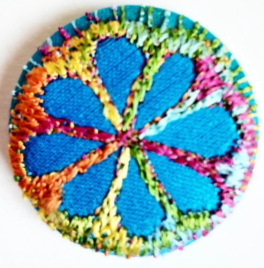 Buttons 1 inch button Hand Dyed Silks and Cottons Free Machine Embroidery Button