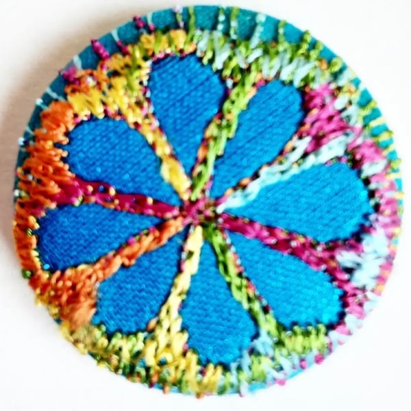 Buttons 1 inch button Hand Dyed Silks and Cottons Free Machine Embroidery Button