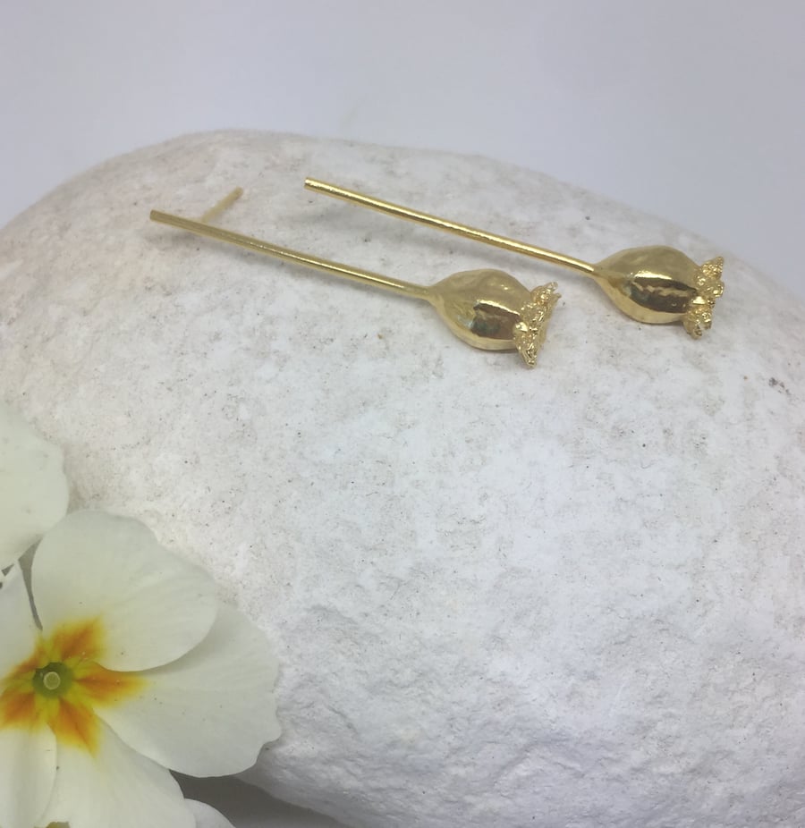 Yellow gold vermeil poppy earrings