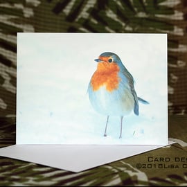 Exclusive Handmade Snow Robin Greetings Card on Archive Photo Paper