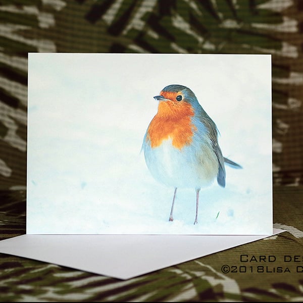 Exclusive Handmade Snow Robin Greetings Card on Archive Photo Paper