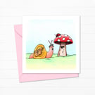 Snail Mail Greeting Card: Original Pencil Illustration, Blank Inside (232)