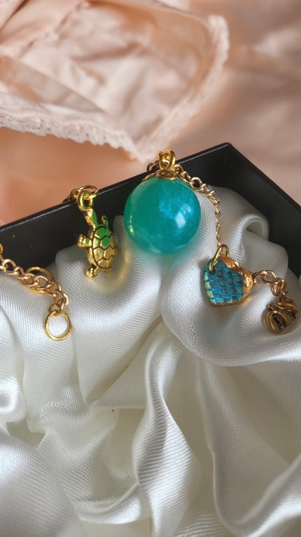 Aqua Mermaid Themed Resin Ball Bracelet 