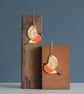 Mini Hand Painted Wooden Bullfinch Bird Drop Earrings