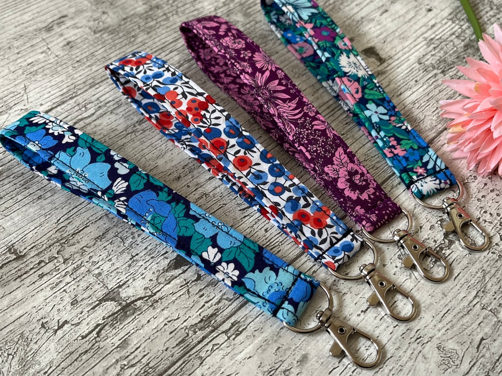 Fabric Wristlet Lanyard - Lobster Clasp - Fabric Key Fob for Keys - Wrist Strap 