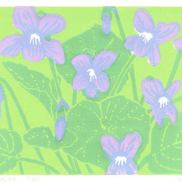 Sweet Violets - Original limited edition linocut print.