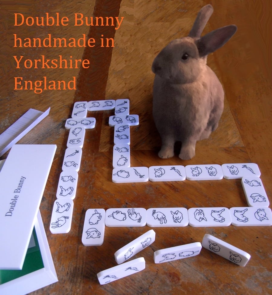 Double Bunny Dominoes Classic White, rabbit bunny lovers gift