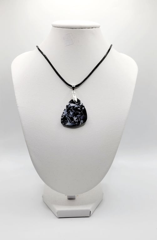 Asymmetrical Polymer Clay Pendant Necklace, Abstract Artisan Statement Jewellery