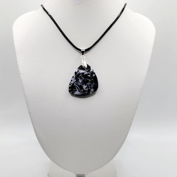 Asymmetrical Polymer Clay Pendant Necklace, Abstract Artisan Statement Jewellery