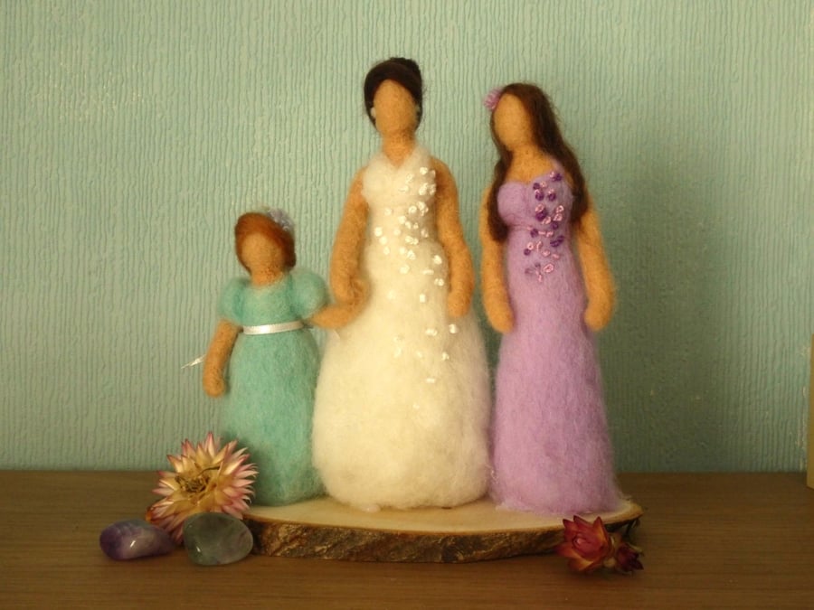 Needle Felted Bride and Bridesmaids Figure