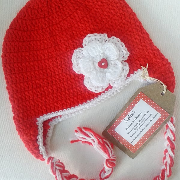 Girl's red and white flower hat, gifts for children, photo prop
