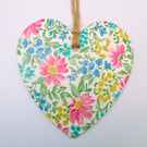 Floral cottage chic wood decoupage heart hanging decoration