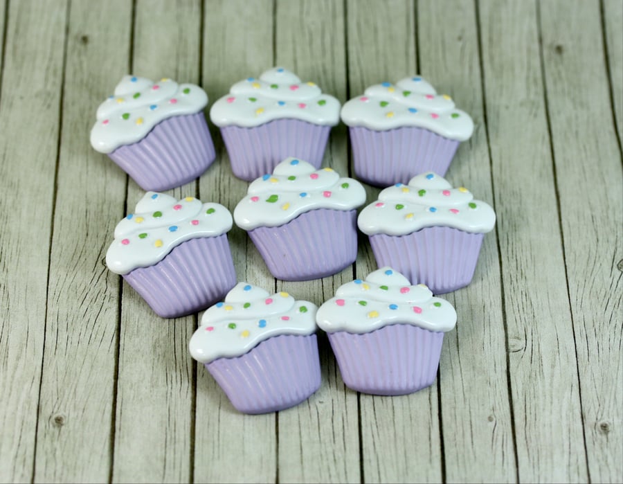 Set of 8 Cupcake Buttons, Dress it Up Craft Buttons