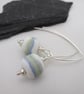 white and blue wrapped lampwork glass earrings - Image 1