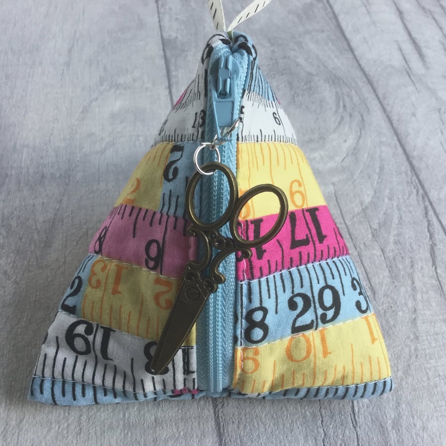 Sewing Themed  Fabric Pyramid Purse