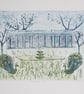Camellia Glass House - Original Collagraph Print - Image 1