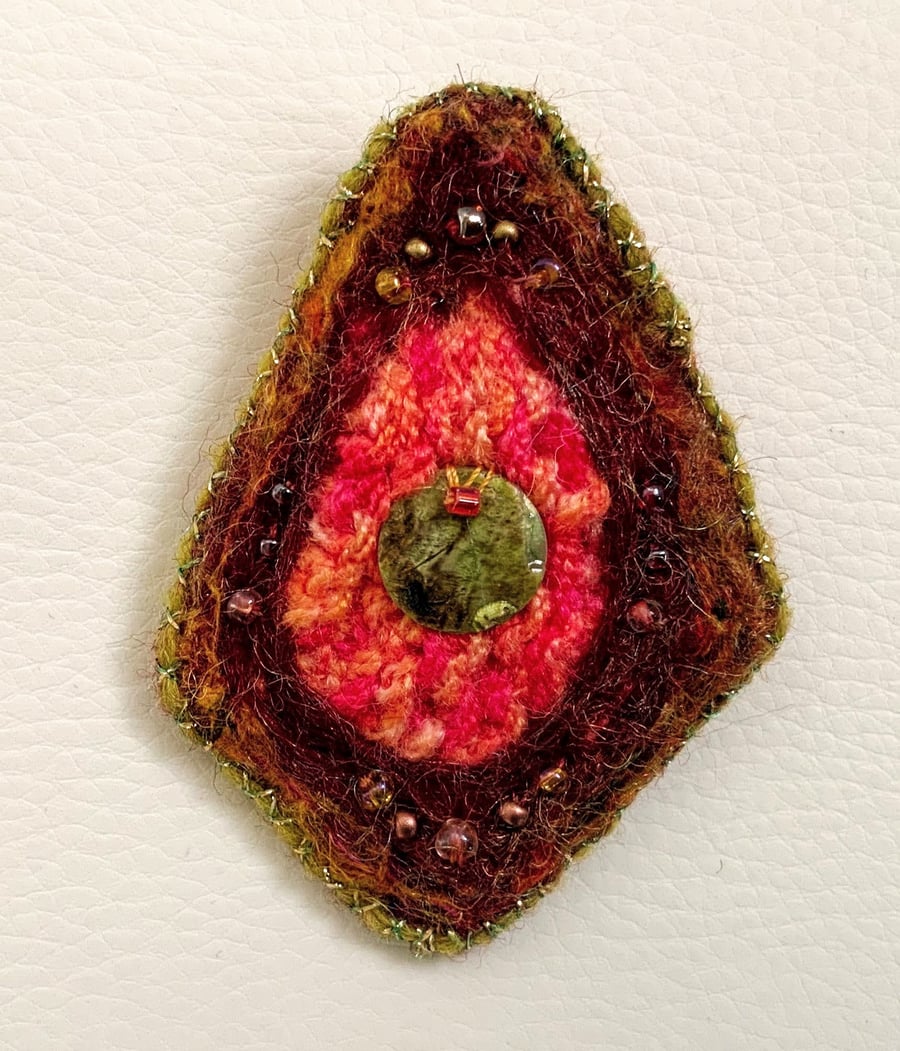 Knitted Wooly Brooch.