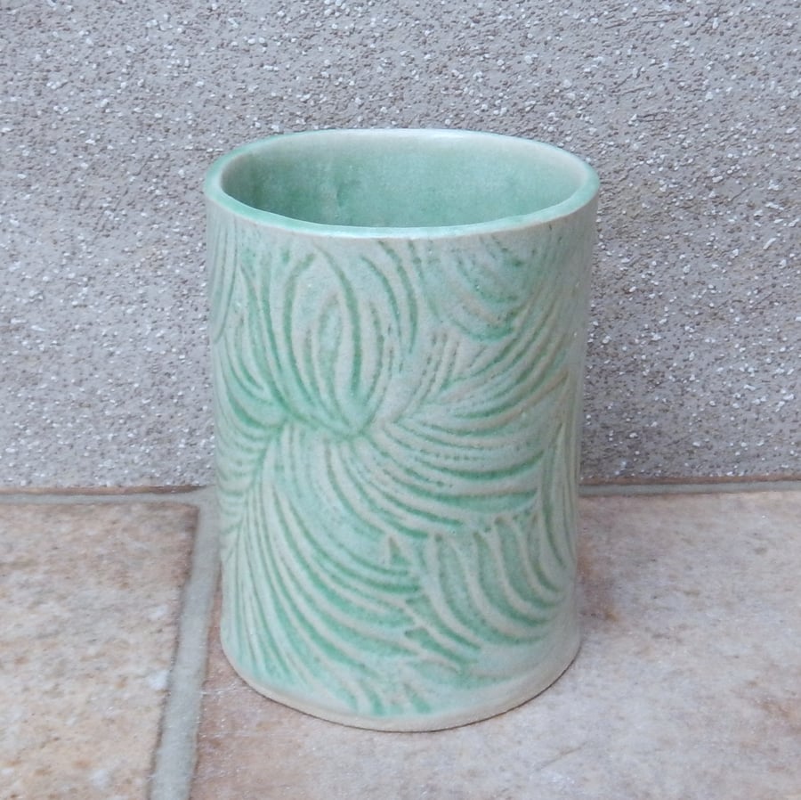 Water juice beaker tumbler cup handmade textured stoneware pottery
