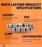 Personalised Leather Bracelet with Seven Hand Stamped Rings - Free Delivery - Image 6