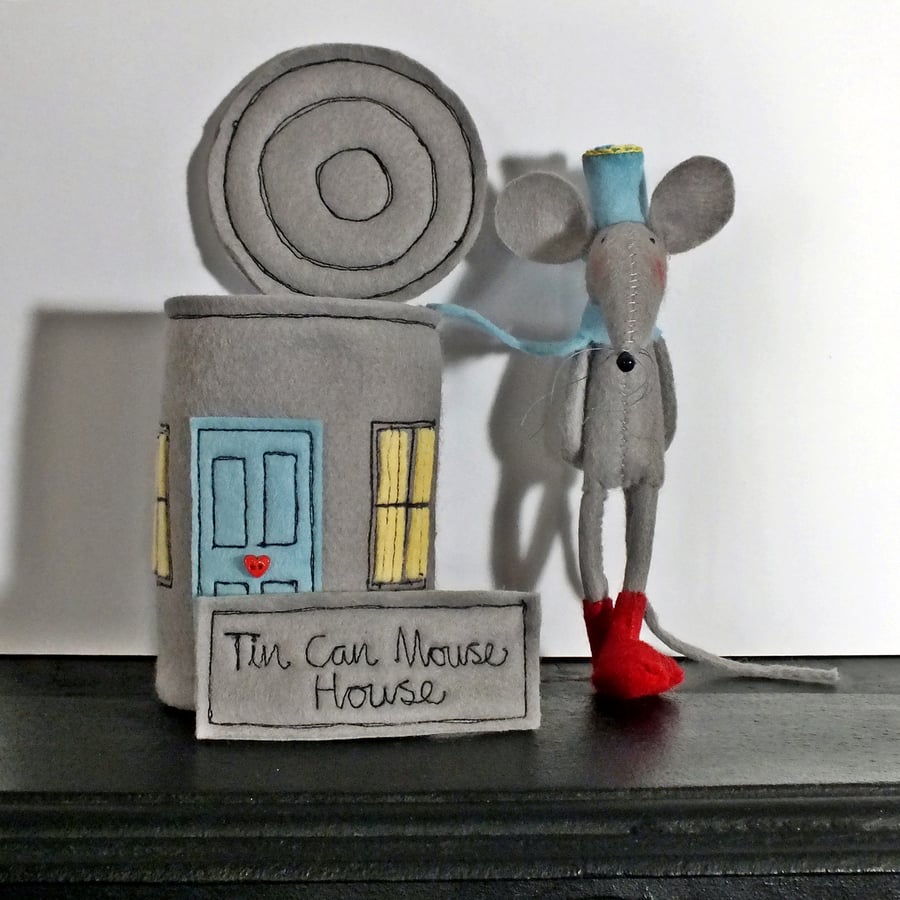 Mouse with Felt Tin Can House