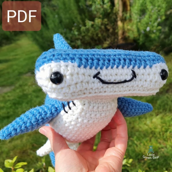 Hank the Hammerhead Shark Crochet Pattern, Hammerhead Shark Amigurumi Pattern