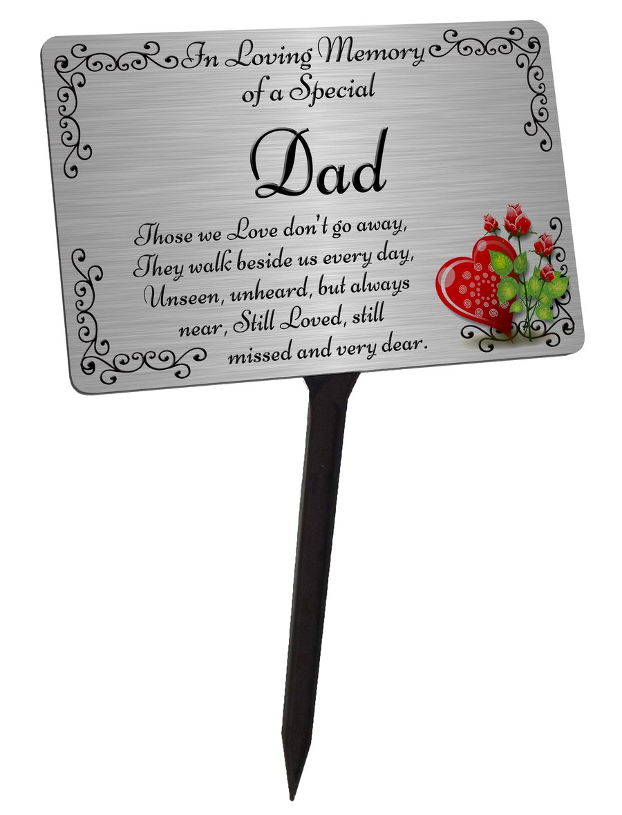 Dad Memorial Plaque & Stake Brushed Silver or Gold