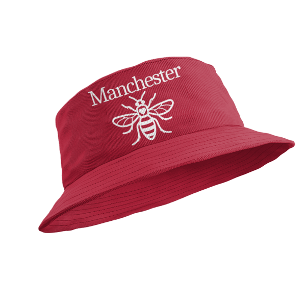 Manchester Bee Bucket Hat - Colour Varations MANCHESTER (text)  Design