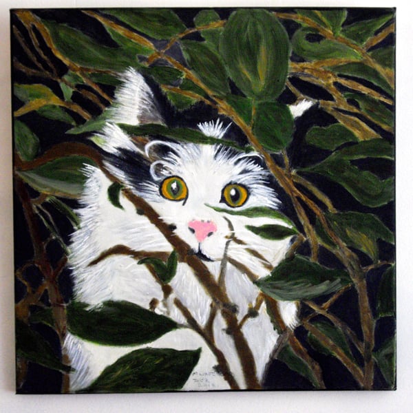 Cat Oil on Canvas Painting - UK Free Post