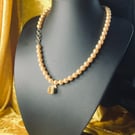 Necklace Gold Pearls & Topaz Stone