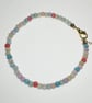 Colorful Cat's Eye Beaded Bracelet: Adjustable Gold Tone Chain