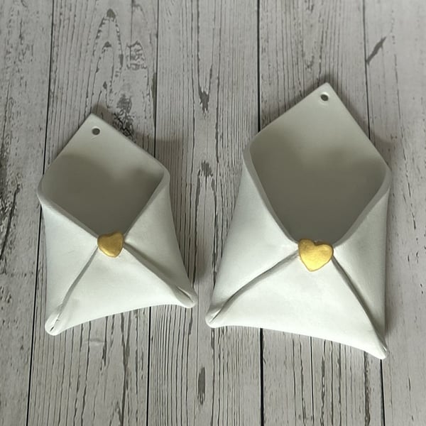 Clay Hanging Envelope – Love Token, Hearts or Affirmation Holder