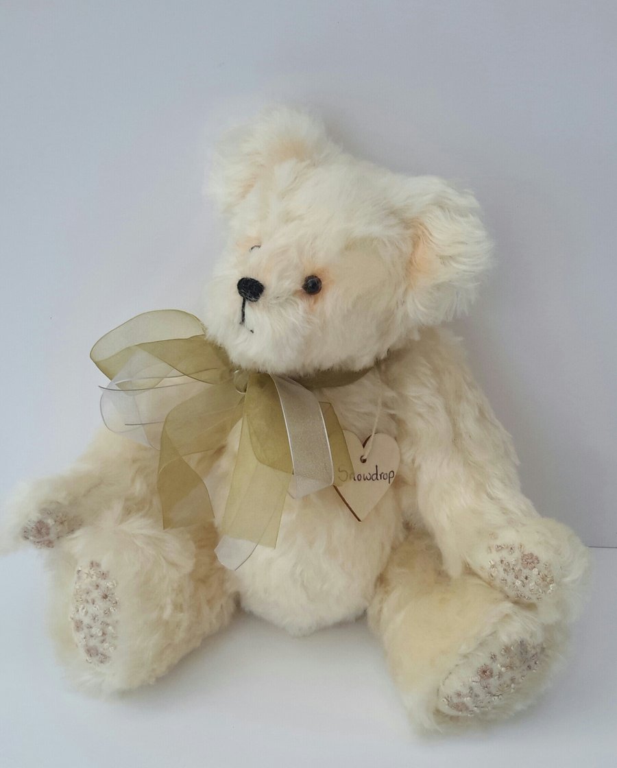 Snowdrop, Steiff Mohair Fabric Collectable Bear, Handmade Artist Bear