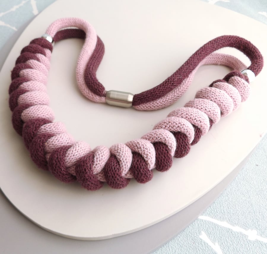  Blackberry & Lilac Elsa Chunky Rope Necklace 