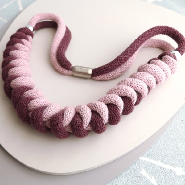  Blackberry & Lilac Elsa Chunky Rope Necklace 