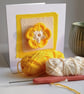 Blank Greetings Card - Crocheted Yellow Flower & Fabric Card - Image 2