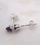 African Amethyst Facet 4mm Gemstone 6 Prong Facet Sterling Silver Stud Earrings. - Image 3