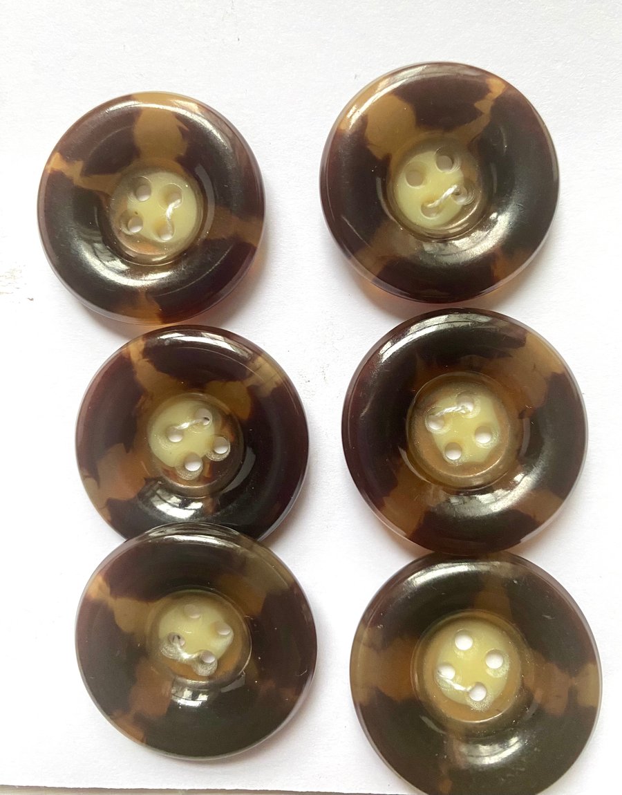 6 x 3cm tortoiseshell effect vintage buttons 