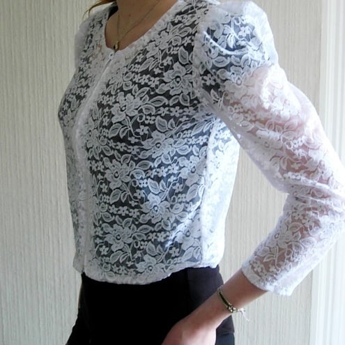 CROP JACKET WITH LACE HANDLES main image 0