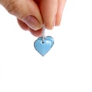 Heart Earrings in pastel blue enamel