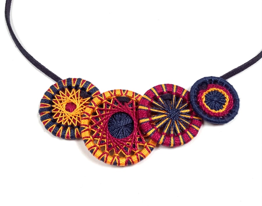 Textile Button Necklace