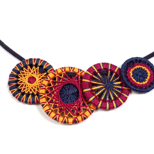 Textile Button Necklace