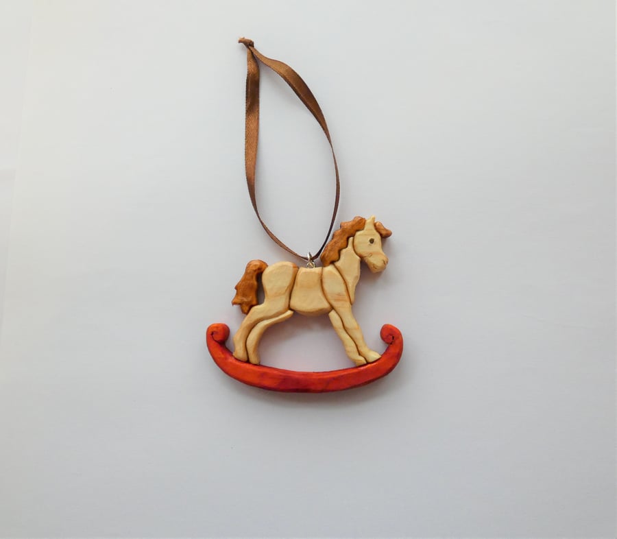 Wooden Rocking Horse Christmas Tree Decoration