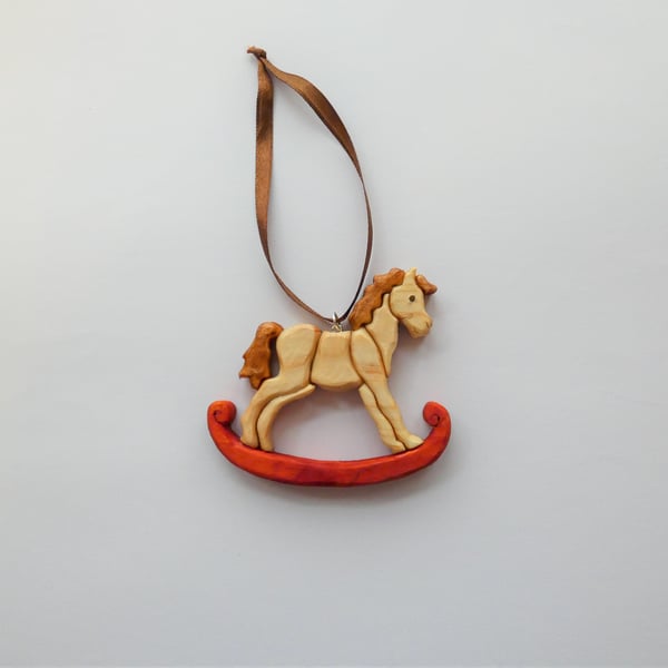 Wooden Rocking Horse Christmas Tree Decoration