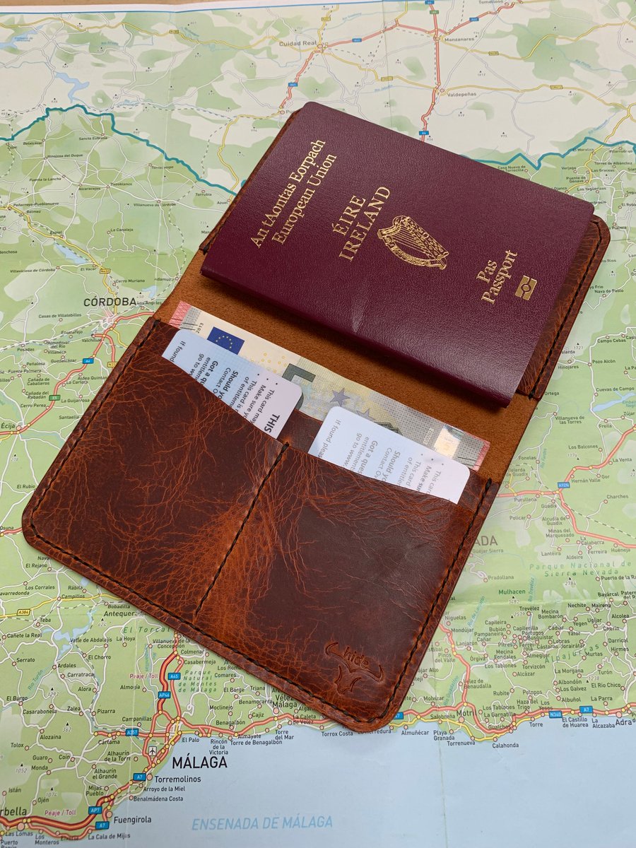 Leather passport cover with card slots handcrafted luxury leather 