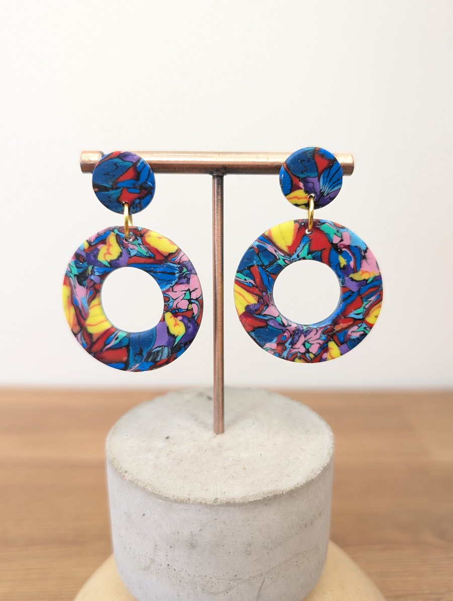 Eclectic long hoop dangle earrings 