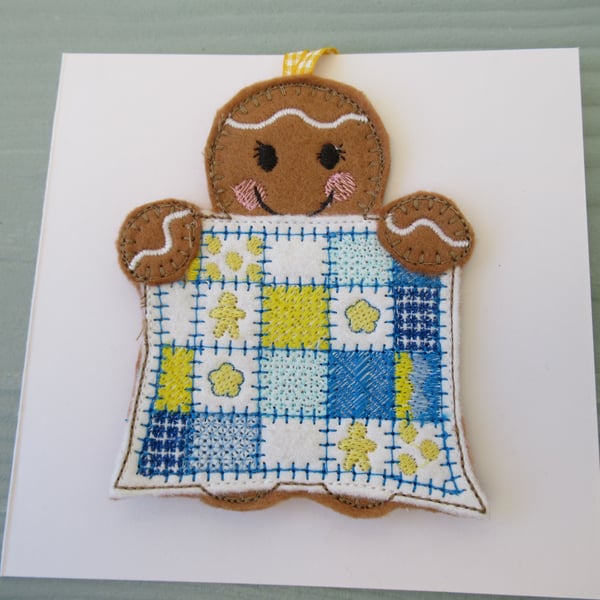 Patchwork Quilter Hanging Decoration Keepsake Gift Card
