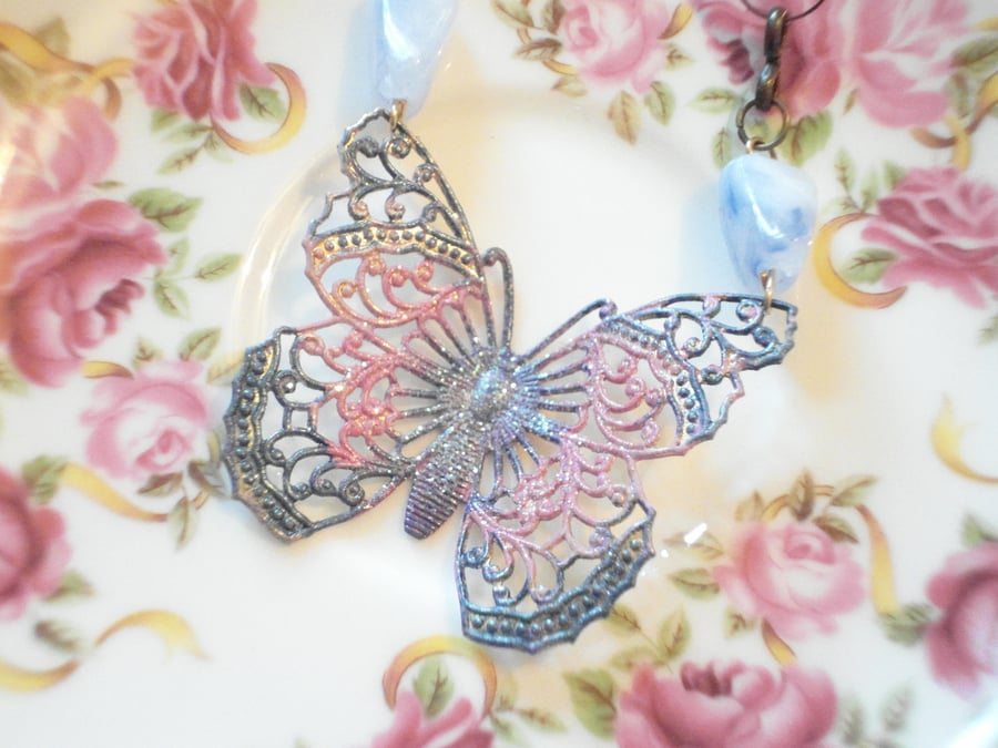 Vintage style Butterfly necklace by Lillyangel